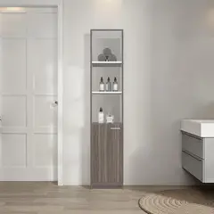 TUHOME - ESTANTE ALTO DE BAÑO 1 PUERTA BATH 162,2X33X26,8 CM AVELLANA Y BLANCO