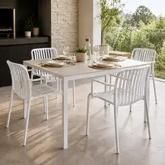 SPACE HOME - Set 4 Sillas Terraza Blancas Olimpo Diseño Abierto Moderno