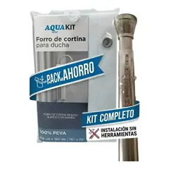 INOXCROM - Barra Ducha Extensible 75 A 130 Cm Acero Cromo + Forro Ducha Transparente