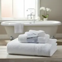 ILLUSIONS - Set Toalla Baño + Mano 100% Algodón 500 Grs Blanco