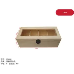 GENERICO - Caja de madera (rectangular larga - con varios espacios) 25008.