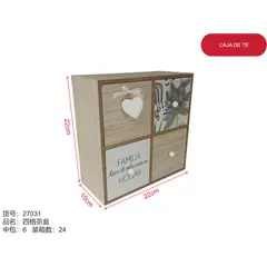 GENERICO - Caja madera (4 gavetas con diseños) 27031.