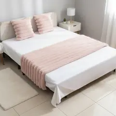 GENERICO - Juego De Piecera Peluda Texturizada Medida 70x210cm Pie De Cama Rosado