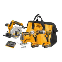 INGCO - Combo 20V Taladro Impacto, destornillador impacto, Sierra Circular y Calar