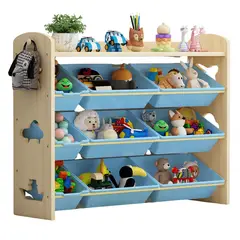 COBABY - ORGANIZADOR DE JUGUETES MADERA CELESTE 9 CAJAS