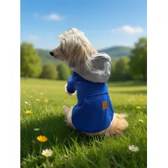 GENERICO - Poleron para Perro y Gato - Hoodie Azul-Gris con gorro Talla XL