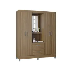 TAHUARI - Closet 4 puertas 2 cajones con espejo Cordoba Castaño