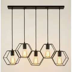 ARTIHOGAR - LAMPARA COLGANTE BASE LINEAL 5 LUCES FORMA HEXAGONAL BERRY