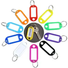 GENERICO - Pack 10 Llaveros Con Porta Etiqueta Identificación Para Escribir Para Llaves Hotel Oficina