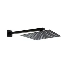STRETTO - Plato Ducha Cuadrado 25 cm con Brazo 30 cm Negro Mate
