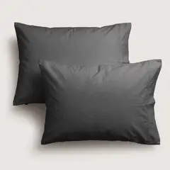 HYPNOS - Funda Almohada Algodón Lavado - 50x90 - Gris Oscuro
