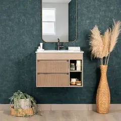 STRETTO - Mueble Vanitorio Texturado Paris Lenga Texturado + Cubierta 60x46x50 cm