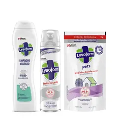 LYSOFORM - Pack Desinfectante Aerosol 360ml + Limpiador 420ml + Crema 450ml