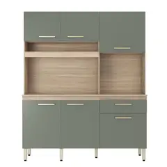TAHUARI - Cocina 6 puertas 1 cajon con patas regulables Alamo Avena Menta
