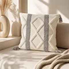 COLETTE - Funda De Cojin Boho Geo Gris