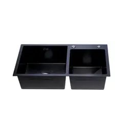 STRETTO - Lavaplatos Doble Empotrado 78x43 Aramis Negro