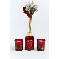 GENERICO - Set velas y aromatizador navideño rojo