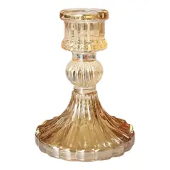 GENERICO - Portavelas vidrio 10 cm ámbar 2