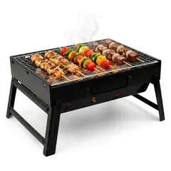 IRM - Parrilla BBQ Carbon Portatil Plegable TL-353 Acero Asado Camping Jardin Playa Hogar Exterior