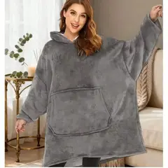 MOVI - Polerón Sherpa GRIS Con Capucha, Talla Única, Unisex.