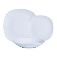 CASCAIS DINNERWARE - Juego de Vajillas 12 Piezas Porcelana Cuadrado Blanco Cascais
