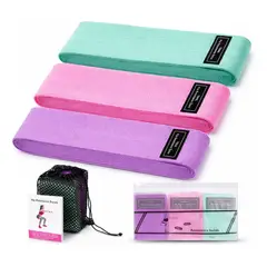 MOVI - Set de Bandas Elasticas para piernas y glúteos, 3 niveles, tela antideslizante. Transforma tu figura