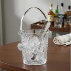 GENERICO - Hielera de Vidrio Tallado 900 ml con Pinza Acero