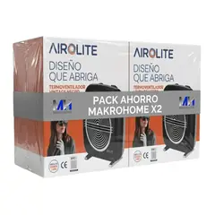 AIROLITE - Pack X2 Termoventilador Vintage Ht2000b Estilo Clásico Negro