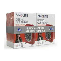 AIROLITE - Pack X2 Termoventilador Vintage Ht2000b Estilo Clásico Rojo