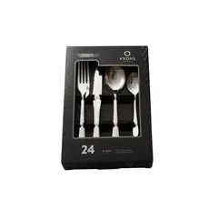 KRONS - Juego Cubiertos Carne Wigan 24 Piezas Acero Inox Color Transparente