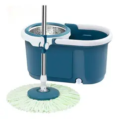 IRM - Mopa Nordic Ecru Trapeador Giratoria 360 Centrifugadora Acero Removible Color Azul
