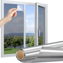 KUANGYE - 80Cmx10M Vinilo Ventana Privacidad Efecto Espejo,Anti UV Solar,Termica Película para Ventanas