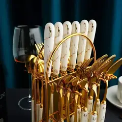 EVERSO - Juego De Cubiertos 24 Piezas Acero Inoxidable Con Soporte