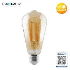 DAUMER - AMPOLLETA FILAMENTO 8W AMBAR ST64 E27 2500K