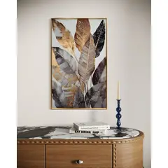 DEKAM DISEÑO - CUADRO PORCELANA DIAMANTES HOJAS DORADAS (1) 90x60 CMS