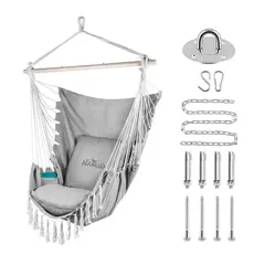 OFERTABKN - Silla Hamaca Colgante Columpio Con Cojín +kit De Instalación