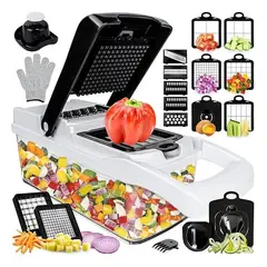 EVERSO - Picadora de Verduras Malltradecl con 12 Cuchillas Acero Inoxidable y Contenedor