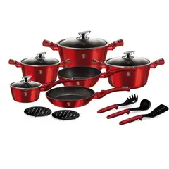 BERLINGER HAUS - BATERIA DE COCINA 15 PZS ANTIADHERENTE METALLIC BURGUBDY CCOLLECTION
