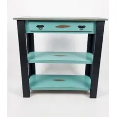 MARFELD MUEBLES - ARRIMO DE MADERA DOS DIVISIONES TURQUESA NEGRO