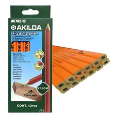 GENERICO - 12 Lapiz Carpintero Para Madera y Construcción 176x13x7mm