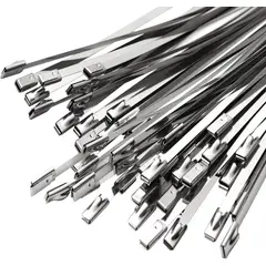 KUANGYE - 100Pcs Abrazadera Metálica 4.6mm × 500mm Amarra Acero Inoxidable