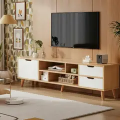 SUPERCENTER - Rack De Tv Hecho De Madera con 3 Puertas Estable y grande 160x30x38cm