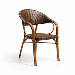 KLIK - Silla Bistro Parisina Rattan con reposabrazos Jolie - Café Oscuro