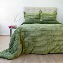 DORAL - CUBRECAMA PLUMON COTELONNI DELUXE CON SHERPA VERDE 2 PLAZAS