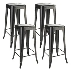 GENERICO - Pack 4 Piso Metal Tolix Alto Negro
