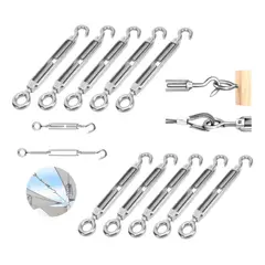 GENERICO - Tensors Ojo Gancho Galvanizado Piola Acero 1/4 M6 12 Unidade