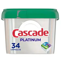 CASCADE - Detergente para Lavavajillas en Cápsulas Platinum ActionPacs Fresh Scent 34 un