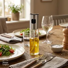 HOME LOGICS - Dispensador Aceite Spray Vidrio Acero Inox 100ml Kiosclub