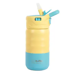 BUFFER FLASK - Termo Botella Agua Termica Niños Buffer 350ml Acero Inoxidable - Azul - Amarillo