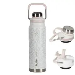 BUFFER FLASK - Termo Botella Agua Termica Buffer Acero Inoxidable 710ml - Negro - Blanco